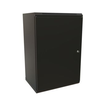 WRline WR-TW-1866-SR-RAL9004 Шкаф настенный 19-дюймовый (19"), 18U, 908x600х600мм, цельнометаллическая дверь с замком, цвет черный (RAL 9004) (разобранный)