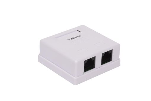 WRline WR-WS-8P8C-C5E-2 Розетка компьютерная RJ-45, категория 5e, неэкранированная, двойная, внешняя, Dual IDC, цвет белый