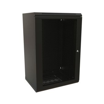 WRline WR-TW-1845-SD-RAL9004 Шкаф настенный 19-дюймовый (19"), 18U, 908x600х450мм, перфорированная металлическая дверь с замком, цвет черный (RAL 9004) (разобранный)