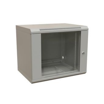 WRline WR-TW-1245-GP-RAL7035 Шкаф настенный 19-дюймовый (19"), 12U, 650x600х450мм, стеклянная дверь, ручка с замком, цвет серый (RAL 7035) (разобранный)