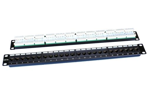 Hyperline PP3-19-24-8P8C-C5E-110D Патч-панель 19", 1U, 24 порта RJ-45, категория 5e, Dual IDC, ROHS, цвет черный