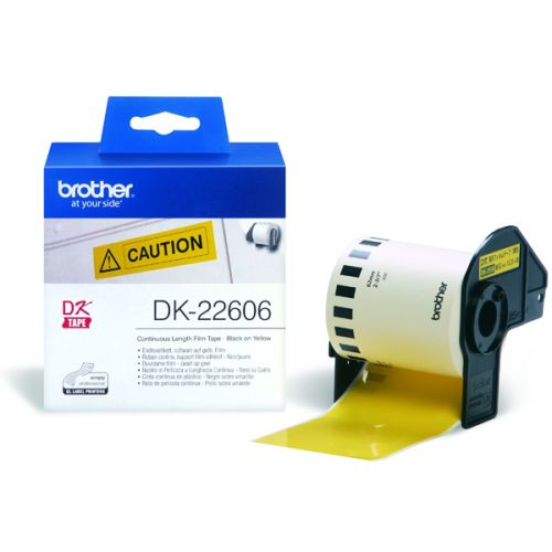 Ленточный картридж DK22606 (62мм х 15,24 м) черный на желтом для принтера Brother